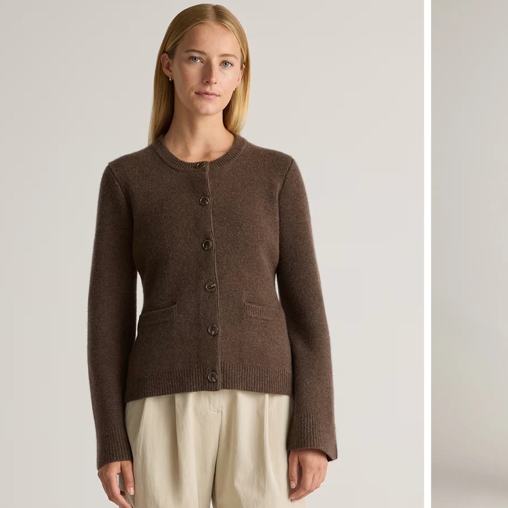 Quince Women's Mongolian Cashmere Structured Cardigan Sweater - Brown